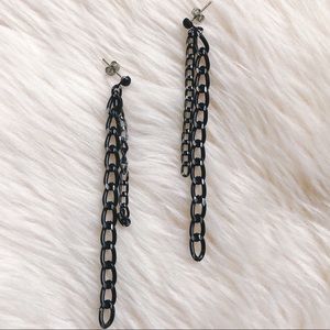 Black and Silver Chain Earrings